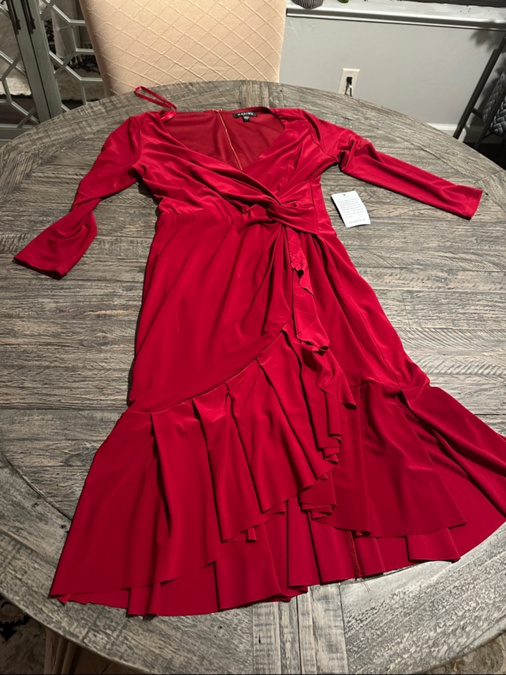 Dana Buchman Vibrant Red Ruffle Wrap Dress